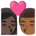 👩🏿‍❤️‍💋‍👨🏾 kiss: woman, man, dark skin tone, medium-dark skin tone display on Google